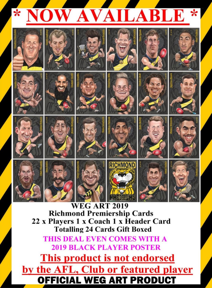 2019 Richmond Tigers Prem Cards Includes POST IN AUSTRALIA